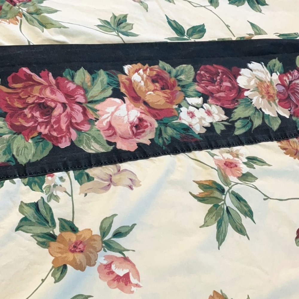 Springs vintage Floral Queen top flat sheet 1980s romantic.